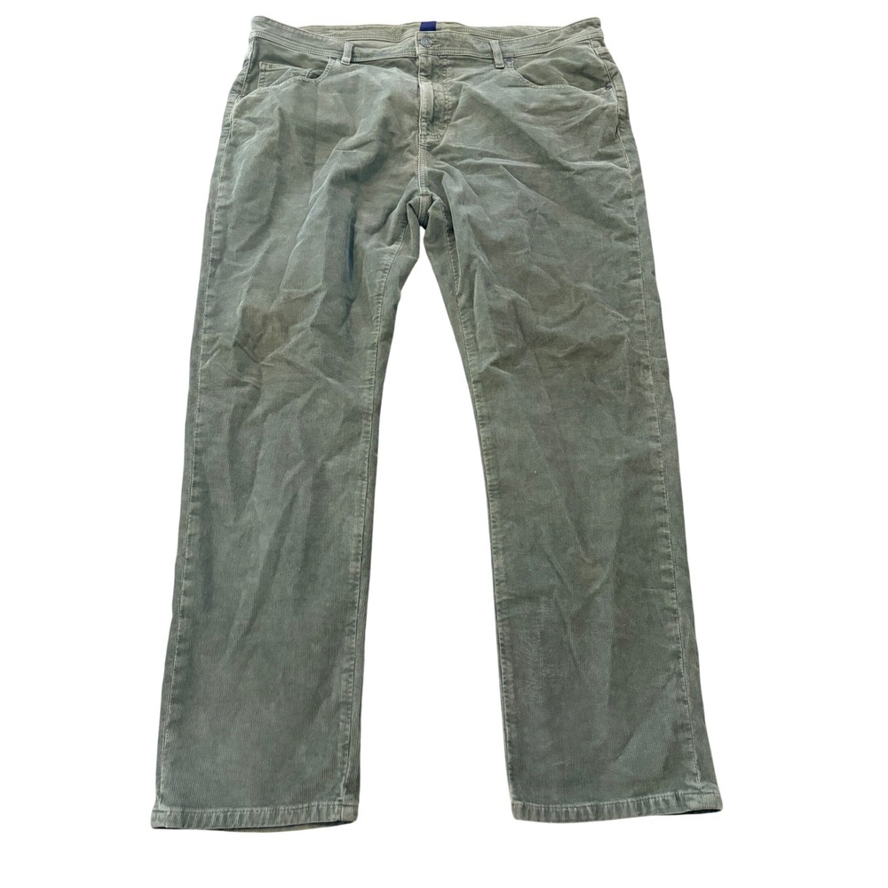 Johnnie-O Mens 40x30 Green Corduroy Pants Stretch Straight Leg 5 Pocket Casual